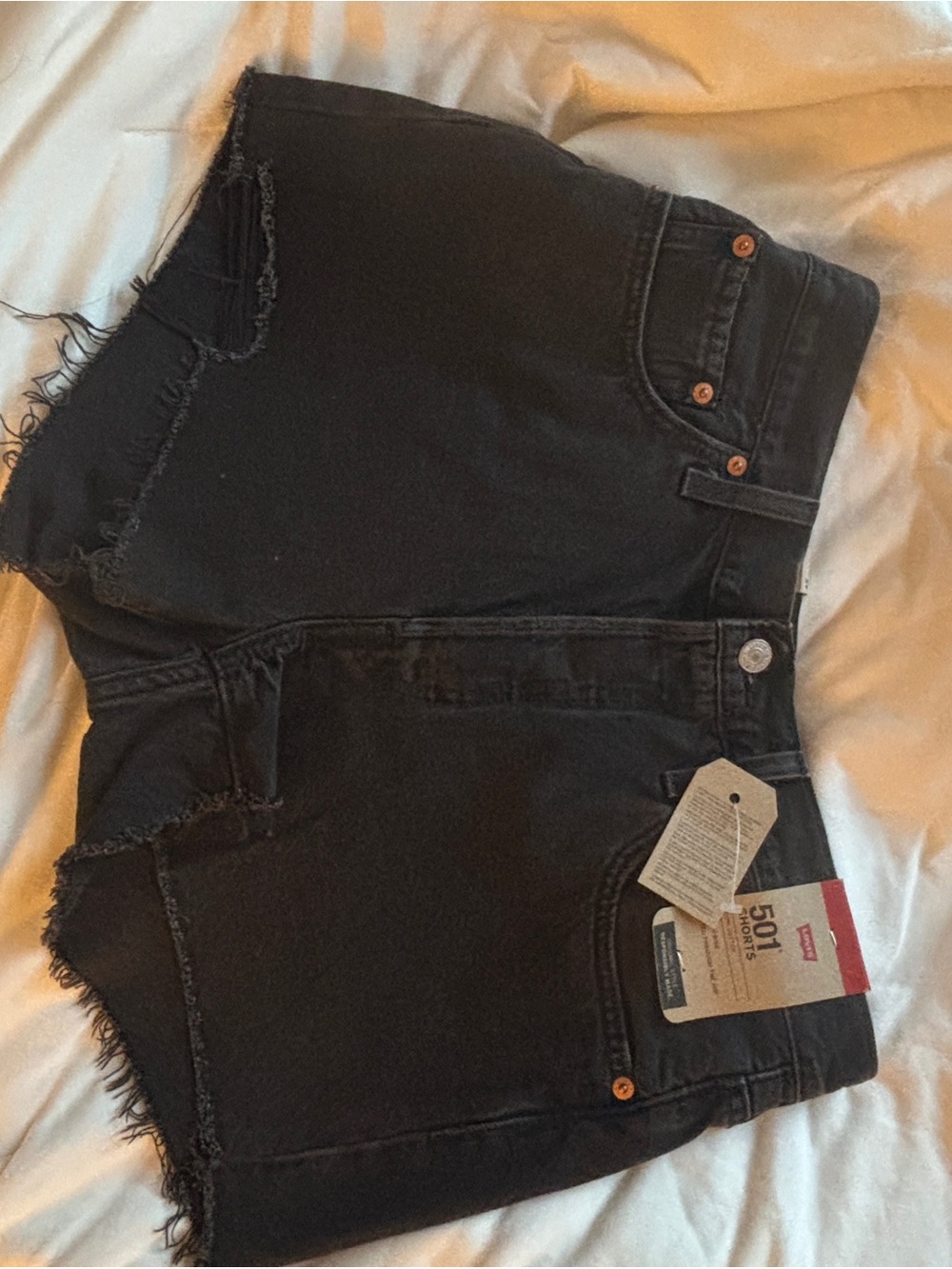 Levi's Black Distressed Denim Cutoff Shorts